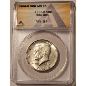1968 D Kennedy Half Dollar DDR-004 MS64 ANACS